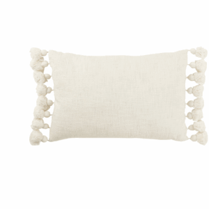 Coussin à pompon en coton blanc