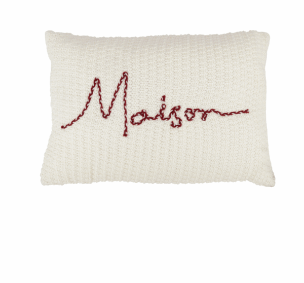Coussin Maison Polyester/Acrylique Rouge/Blanc
