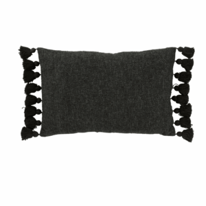 Coussin à pompon en coton noir