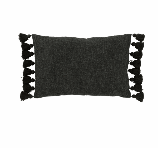 Coussin à pompon en coton noir