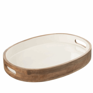 Plateau en bois marron/blanc