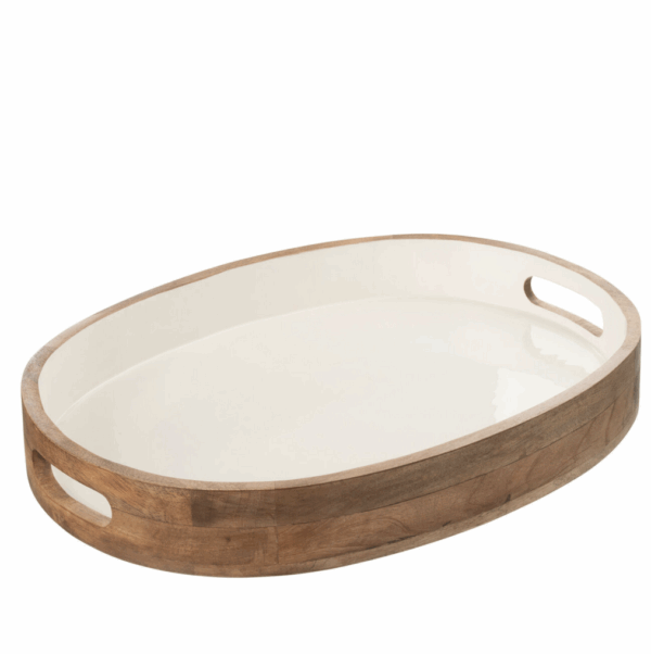Plateau en bois marron/blanc