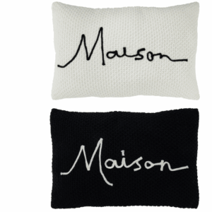 Broderie de coussin Maison Acrylique Noir/Blanc Ass2