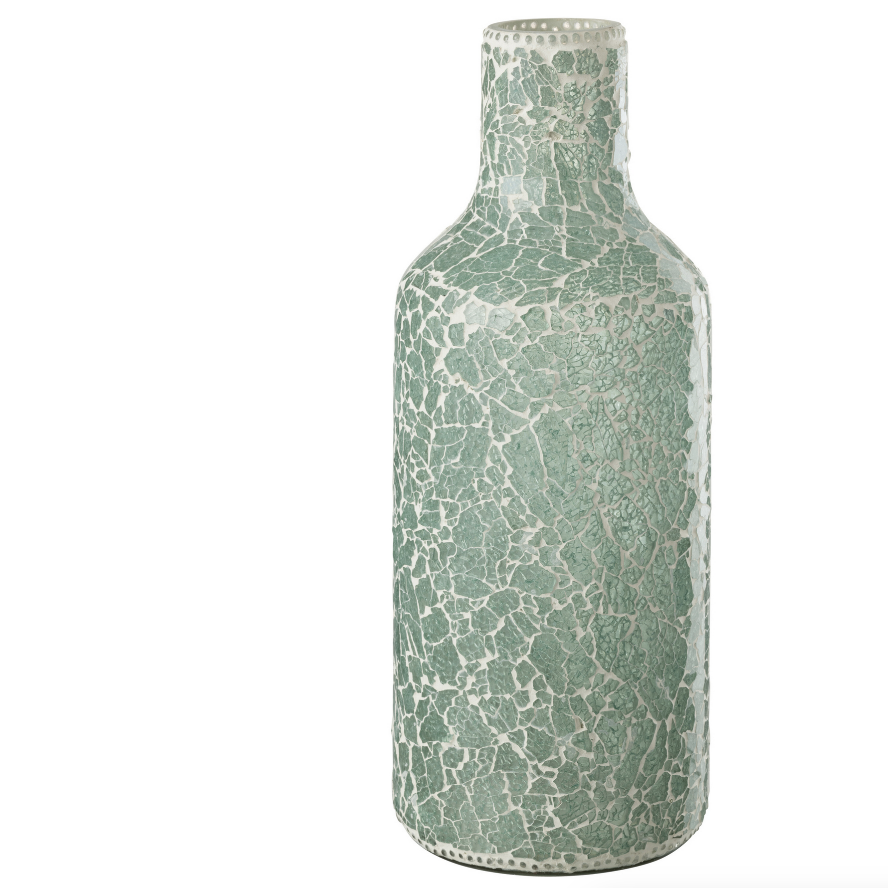 Vase en verre mosaïque vert/blanc grand