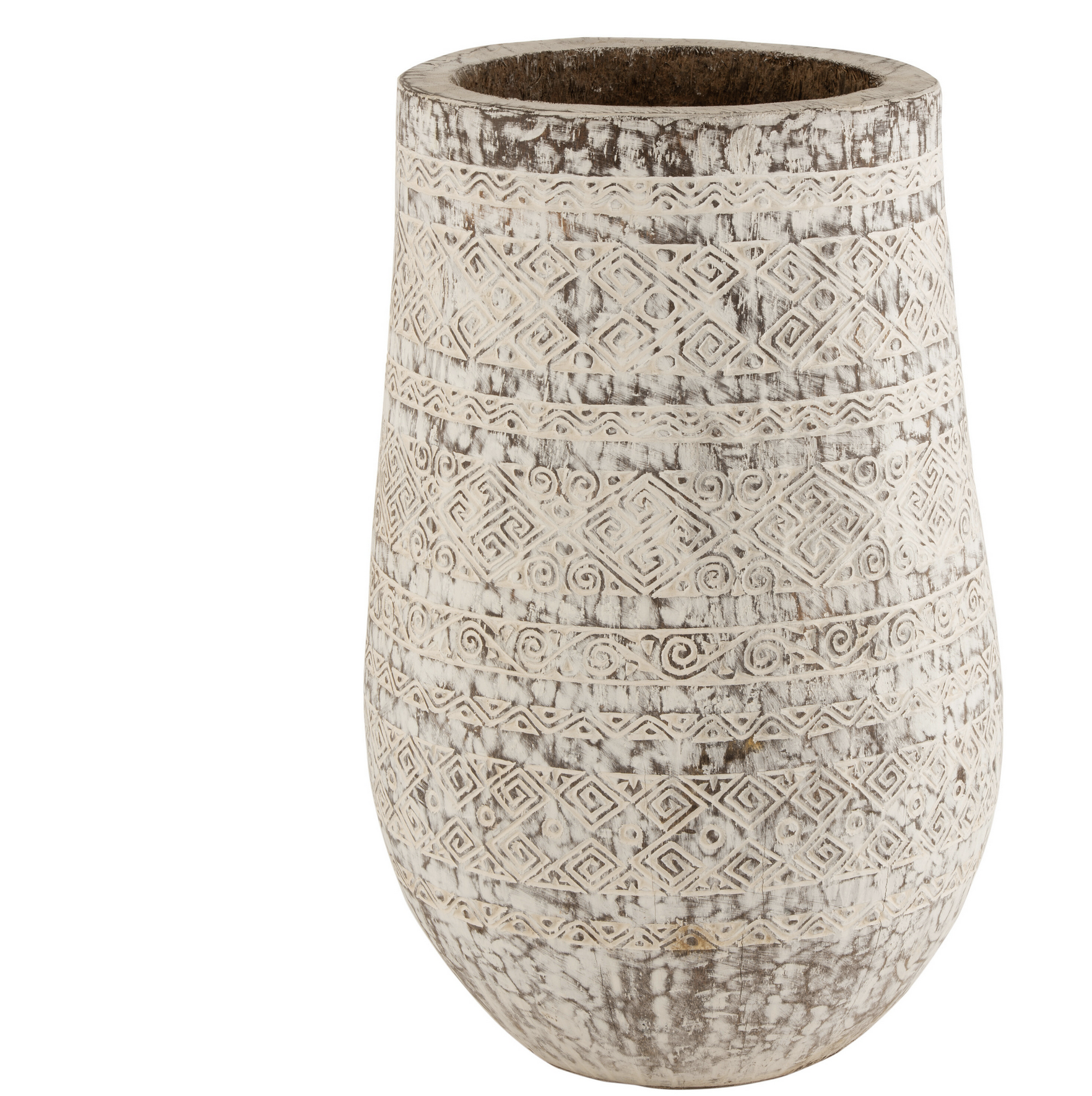 Pot de fleurs Maya Extra en bois de palmier blanc