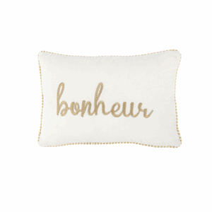 Coussin Bonheur Textile Blanc/Or