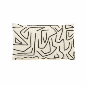 Coussin rectangle lignes/courbes coton blanc/noir petit
