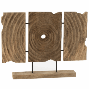 Triptyque sculpté sur support en bois de manguier naturel