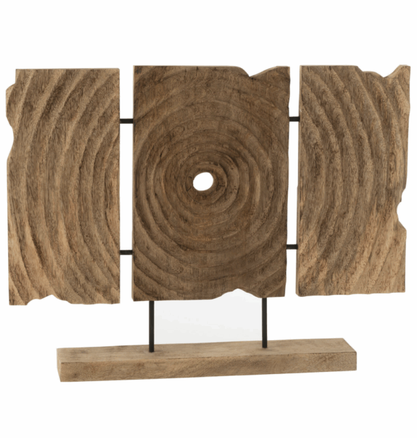 Triptyque sculpté sur support en bois de manguier naturel