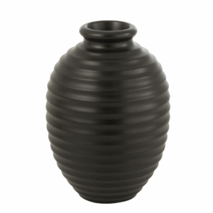 Pot de fleur ovale en terre cuite noir petit