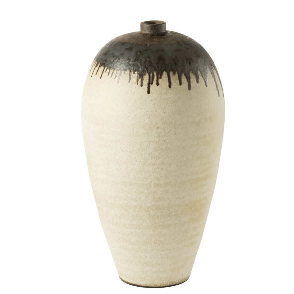 Vase en céramique beige/marron de Lombok en grand