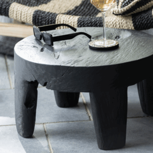 Table ronde en teck noir S/2