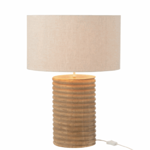 Lampe de table en bois d'ailante naturel/gris à filetage large