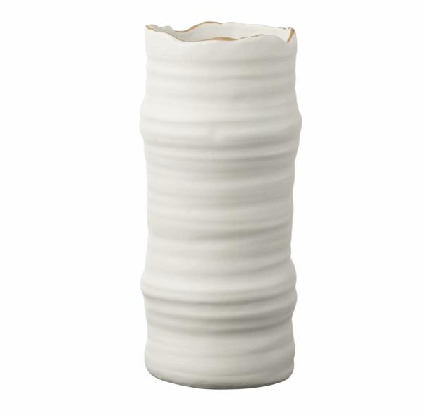 Lignes de vase en porcelaine blanche/or.