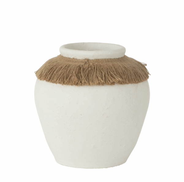 Vase Ibiza Argile/Roseau Blanc/Naturel Petit
