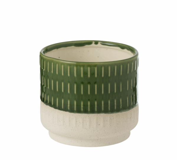Pot de fleurs Reya en porcelaine blanc/vert