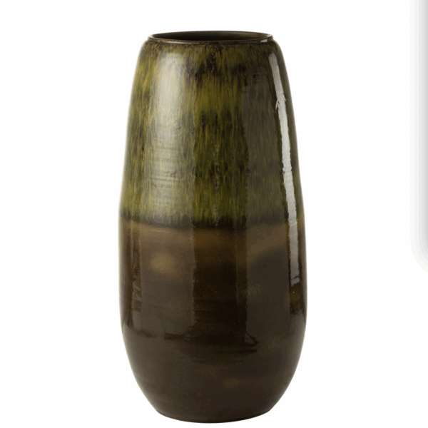 Vase en céramique verte olive de grande taille
