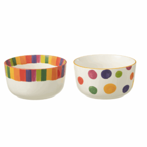Mélange de bols à pois et à rayures en porcelaine, grand assortiment de 2
