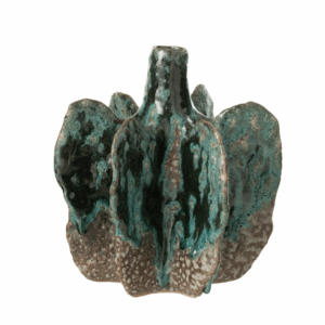 Vase Naga en céramique Azur/Marron de taille moyenne