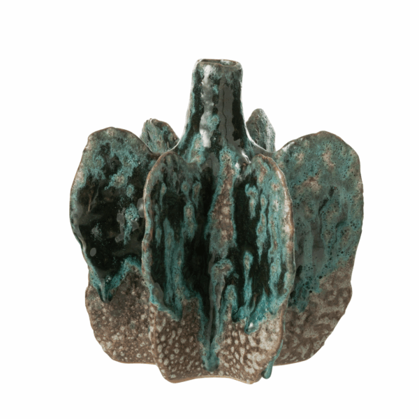 Vase Naga en céramique Azur/Marron de taille moyenne