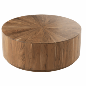 Table basse ronde en bois d'acacia/MDF naturel