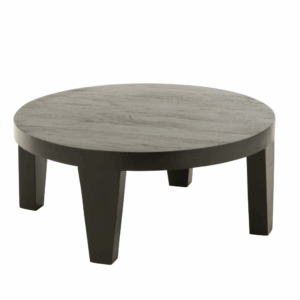 Table basse ronde en bois de manguier noir mat