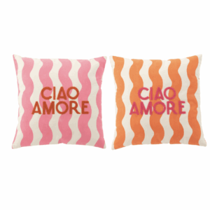 Coussin Ciao Amore en coton rose/orange assortiment de 2