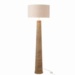 Lampe sur pied en bois d'ailante fileté naturel/gris