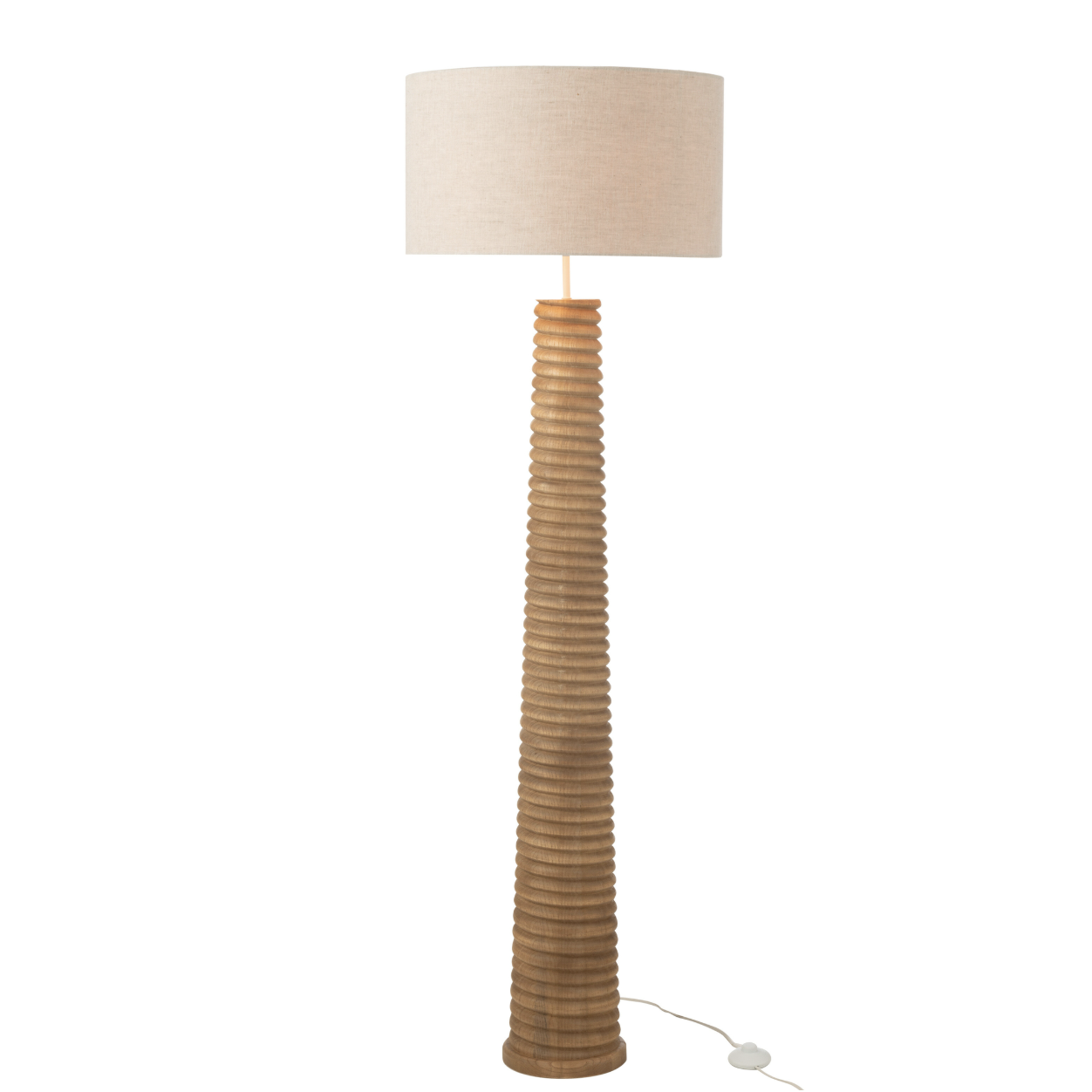 Lampe sur pied en bois d'ailante fileté naturel/gris