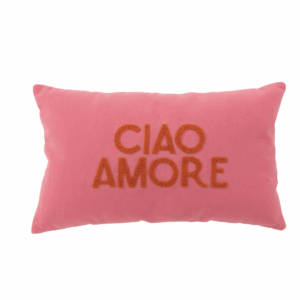 Coussin Ciao Amore en coton rose/orange