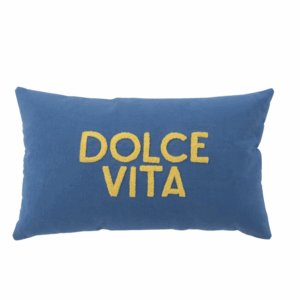 Coussin Dolce Vita en coton bleu/jaune