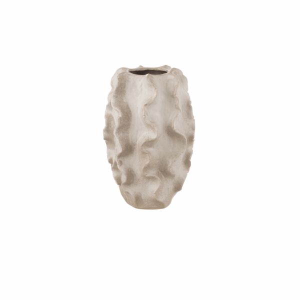 Vase Vagues Abstraites Argile Beige Petit
