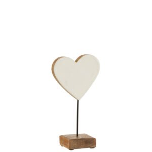 Coeur sur support en bois de manguier blanc petit