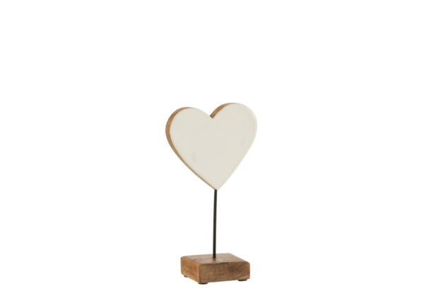 Coeur sur support en bois de manguier blanc petit