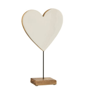 Coeur sur support en bois de manguier blanc, grand