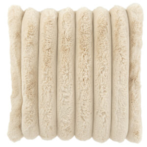 Coussin en velours côtelé beige en polyester de grande taille