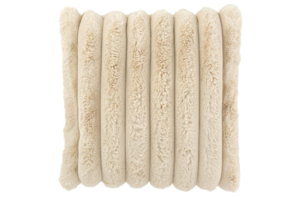 Coussin en velours côtelé beige en polyester de grande taille