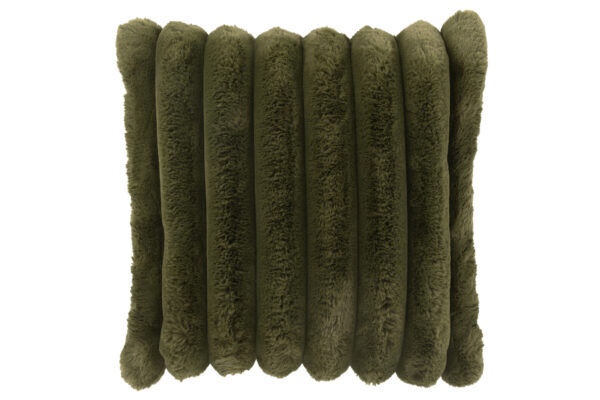 Coussin en velours côtelé de grande taille en polyester vert foncé