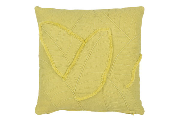 Coussin Feuilles Coton Citron Vert