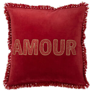 Coussin Amour Textile Rouge/Or