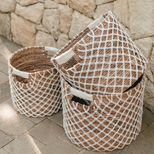 Panier de rangement PURA | Panier de plantes | Panier à linge (blanc) en fibre de banane (3 tailles) – Image 5