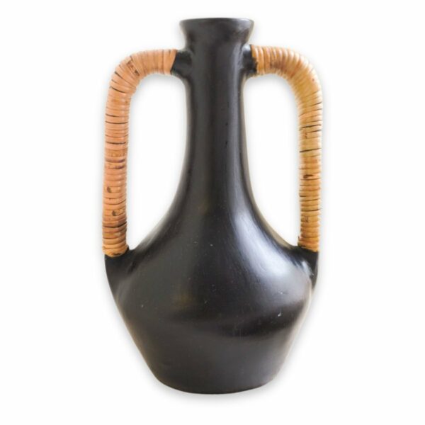 Vase noir petit vase décoratif moulé à la main en argile pour fleurs séchées ou fraîches SELAYAR – Image 5