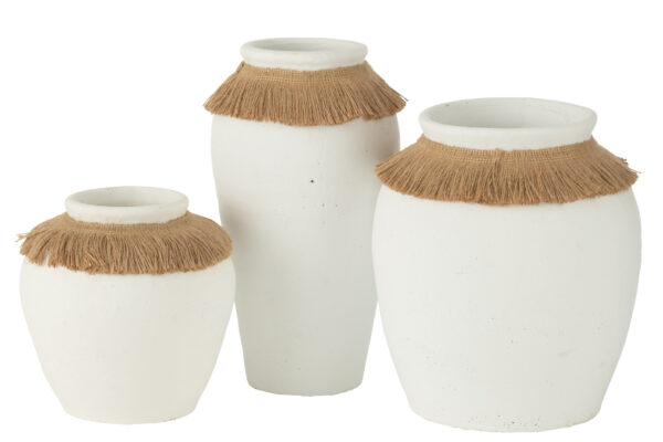 Vase Ibiza Argile/Roseau Blanc/Naturel Grand – Image 2