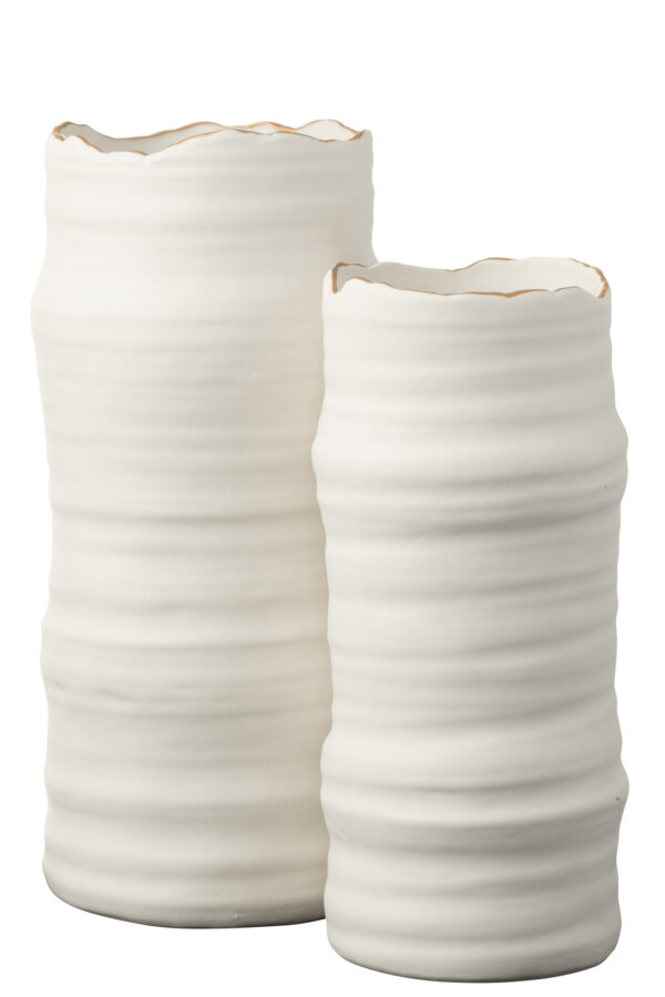 Vase Vagues Porcelaine Blanc/Or – Image 2