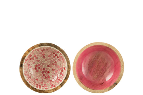 Bol en bois de manguier rose moyen assorti de 2 – Image 2
