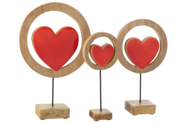 Cercle de coeur sur support en bois de manguier rouge, grand. – Image 2