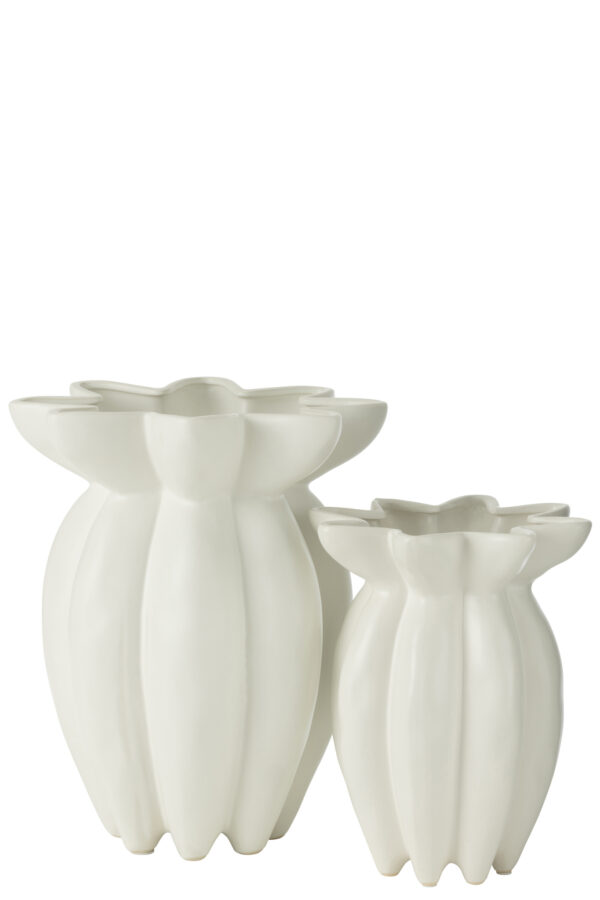 Vase Lotus en céramique blanc grand – Image 2