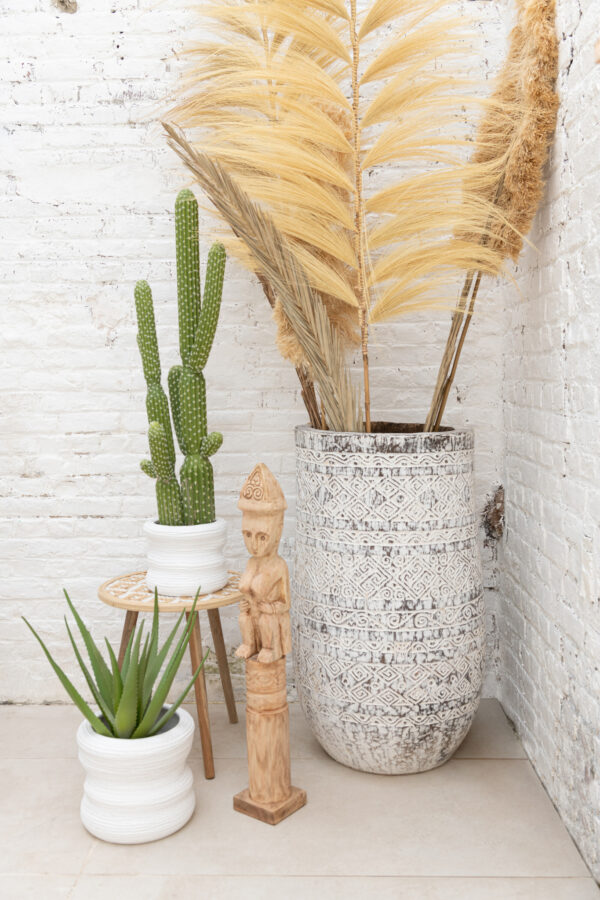 Pot de fleurs Maya Extra en bois de palmier blanc – Image 2