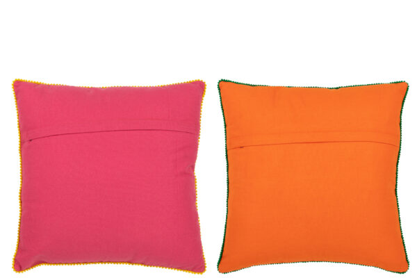 Broderie de fleurs en coussin en coton/polyester, assortiment orange/rose de 2 – Image 2