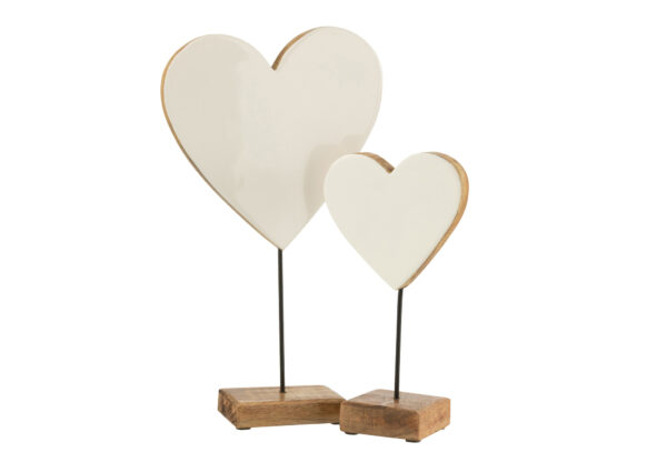 Coeur sur support en bois de manguier blanc, grand – Image 2